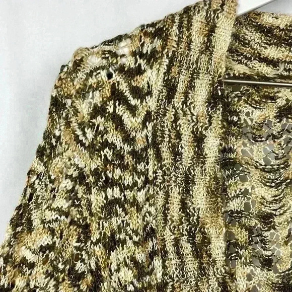 JH Collectibles Open Cardigan Long Loose Knit Brown & White Weave Belt Size S - Picture 3 of 10